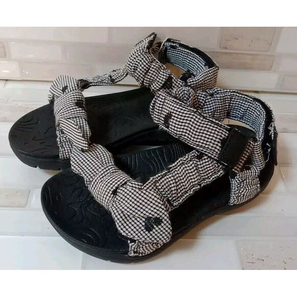 Zara Girl Toddler Black White Check Heart Print‎ Sandals Size 7 (23)